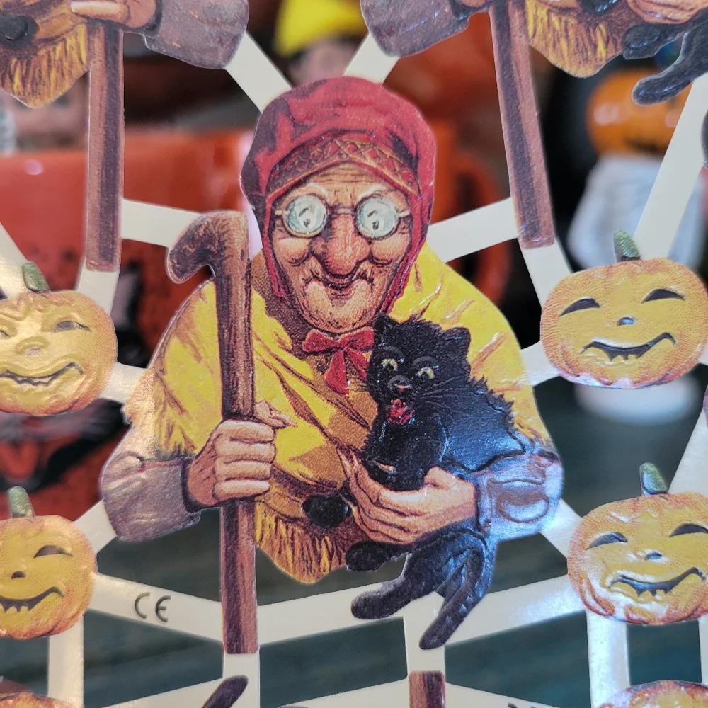 Germany Die Cut Halloween Cut-Outs Old Woman Witch Jack-O-Lantern Pumpkin FINAL